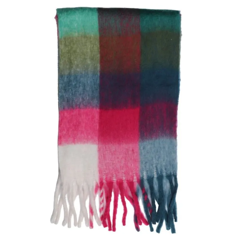 1052118- Check Blanket Scarf - Red/Green - Zelly
