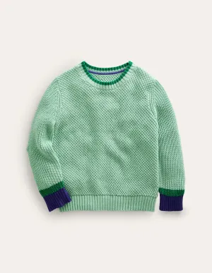Chunky Cotton Jumper-Opal Green