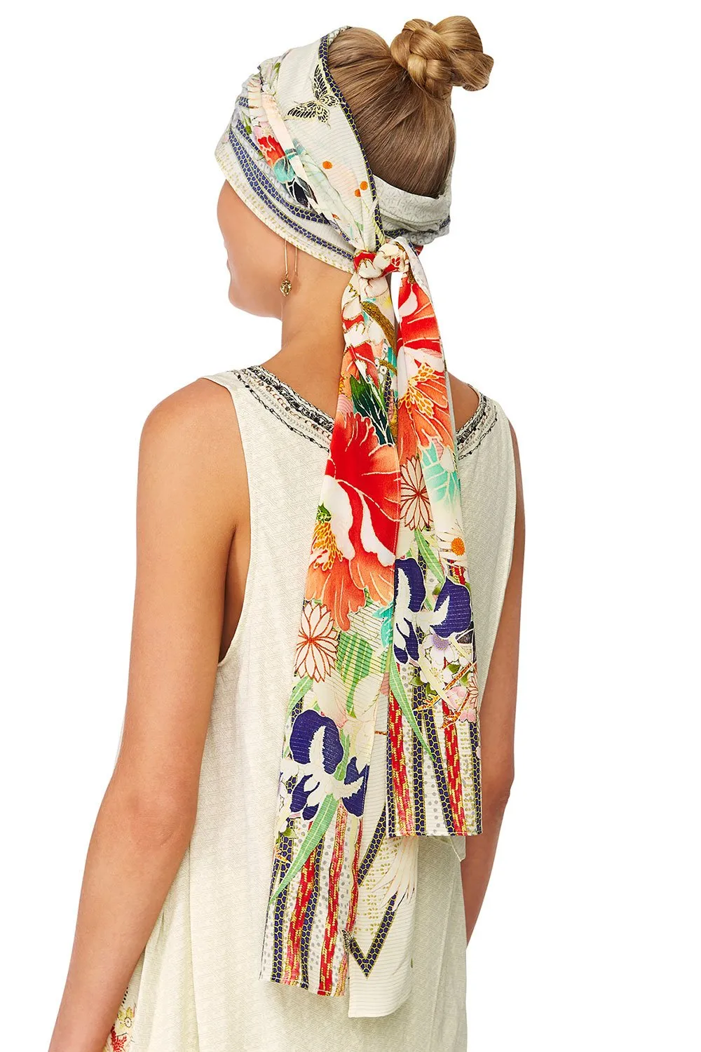 KNITTED HEAD BAND WITH SILK SCARF MS MAIKO