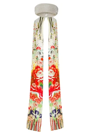 KNITTED HEAD BAND WITH SILK SCARF MS MAIKO