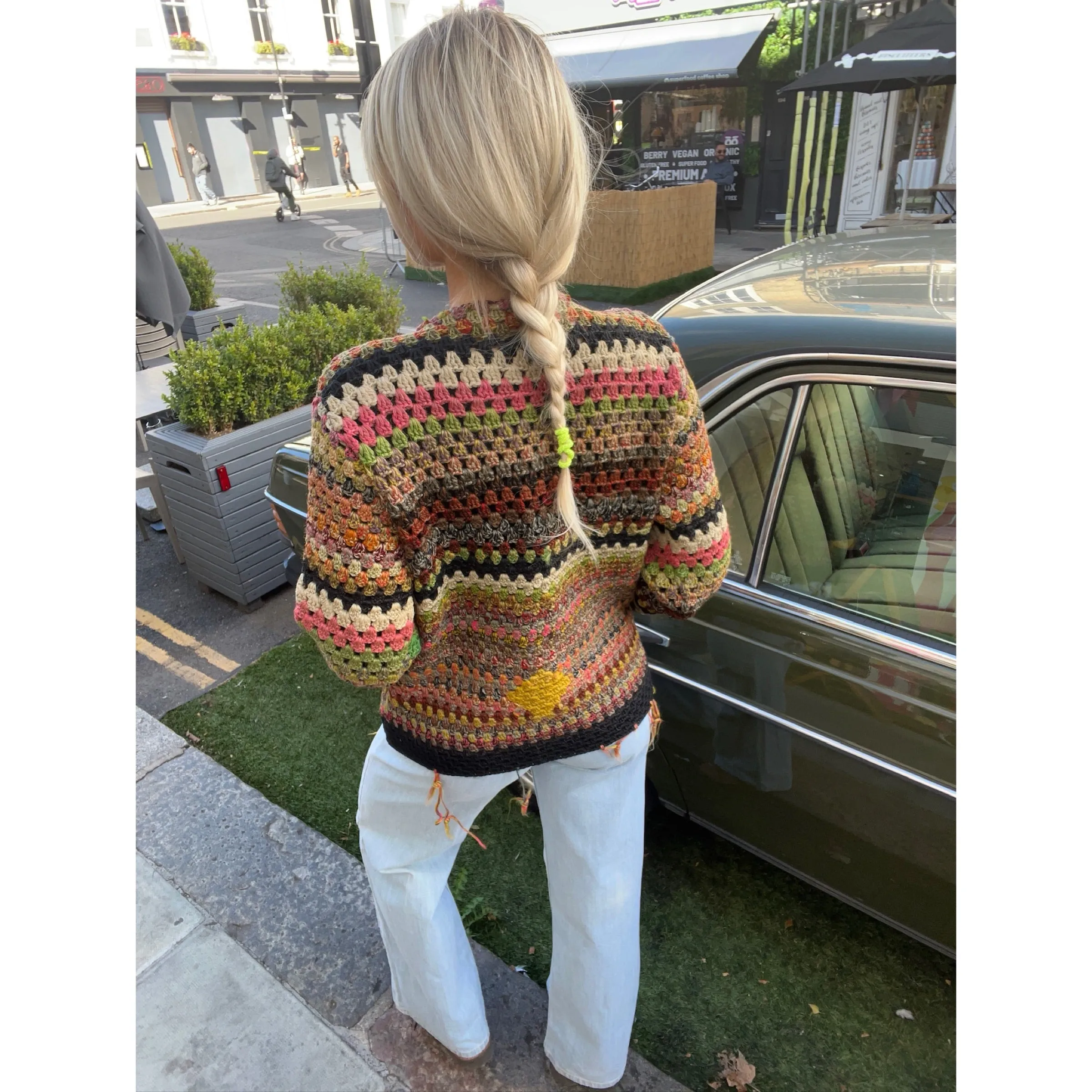 Vintage crochet cardigan multi