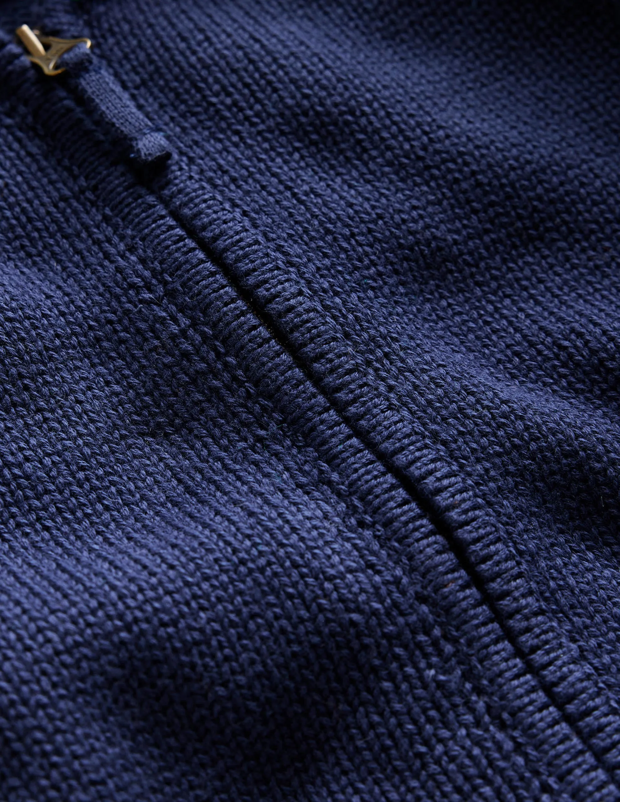 Zip Through Knitted Bomber-Deep Green/Navy